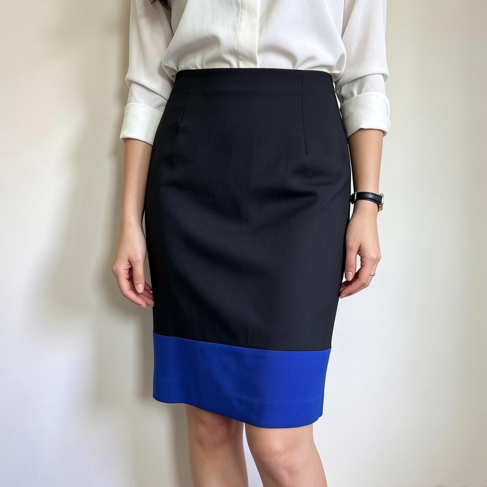 Jones Wear Black & Blue Colorblock Pencil Skirt Women’s Size 8 NWT Workwear